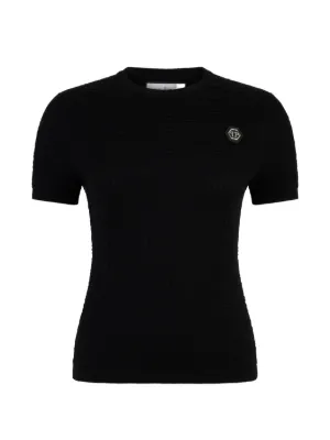 FENDI logo-embroidered Cropped cotton-blend T-shirt | Black | FARFETCH