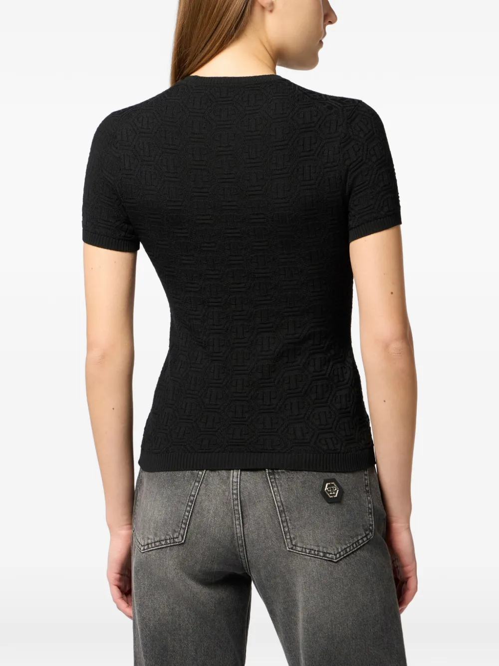 Philipp Plein Gebreid T-shirt met monogram Zwart