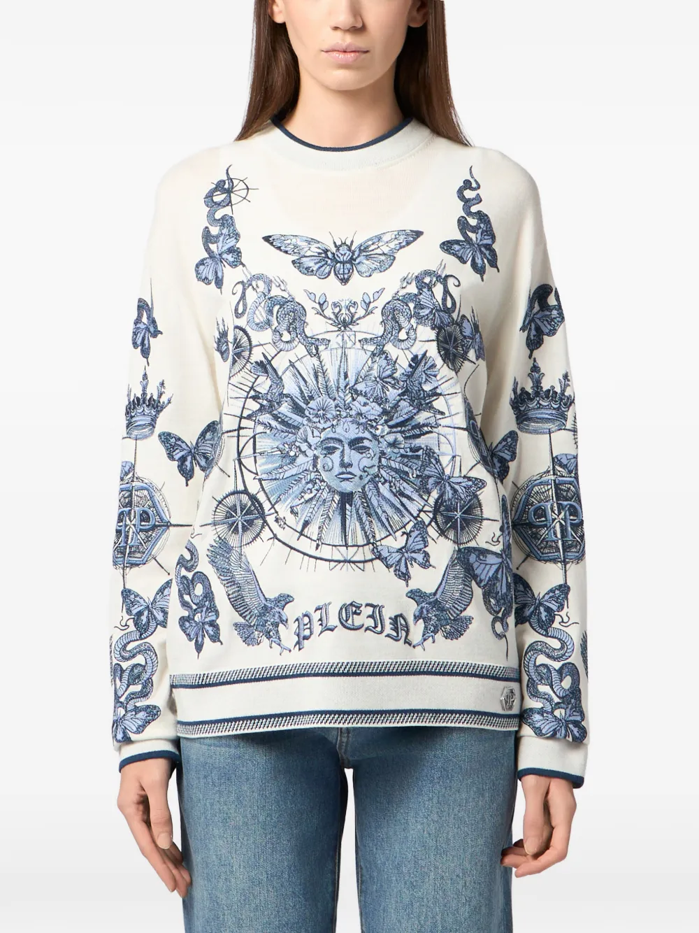  Philipp Plein Round-neck Sweater - Neutrals 