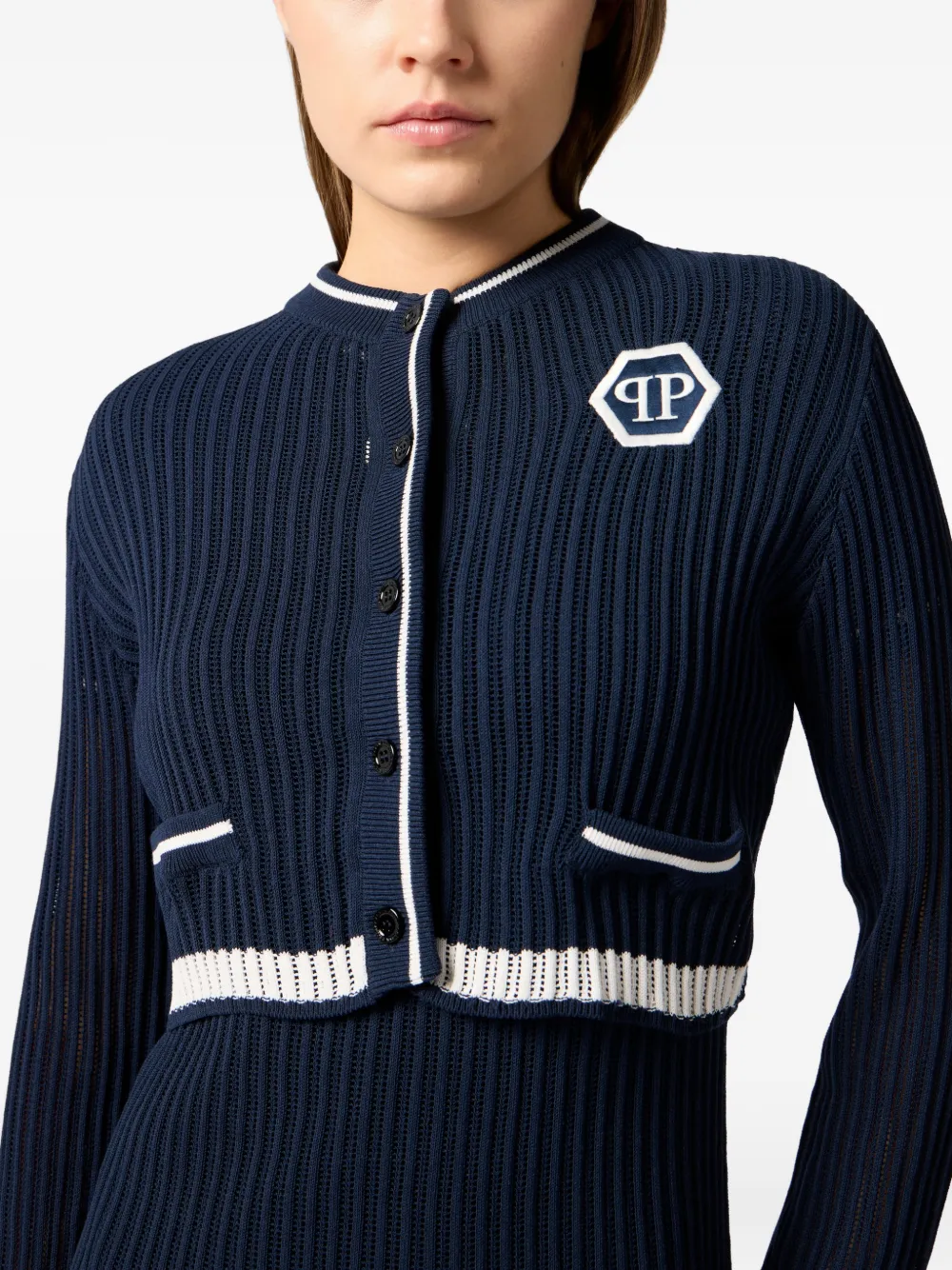 Philipp Plein Vest met lange mouwen en knopen Blauw