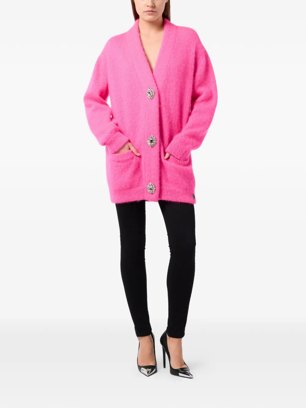  Philipp Plein Hexagon Embellished Cardigan - Pink 