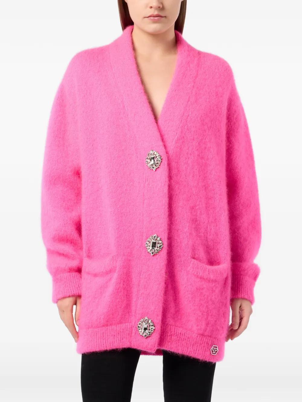  Philipp Plein Hexagon Embellished Cardigan - Pink 