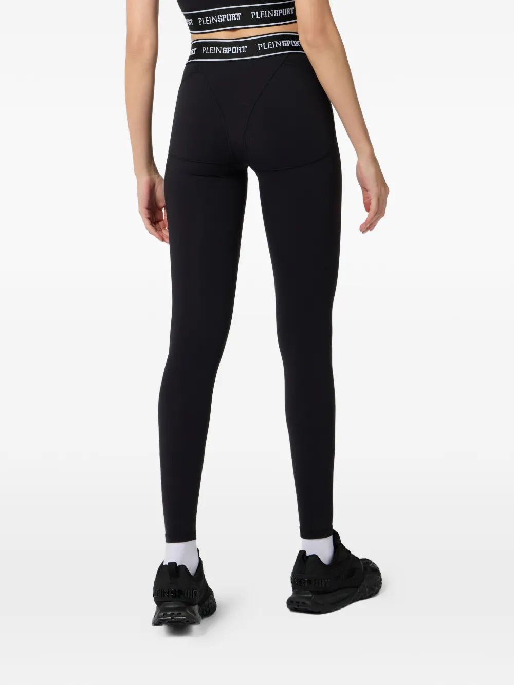 Plein Sport Elastische legging met logo Zwart