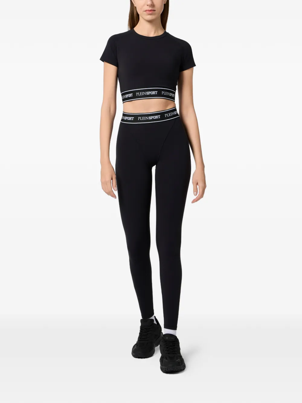 Plein Sport Elastische legging met logo Zwart