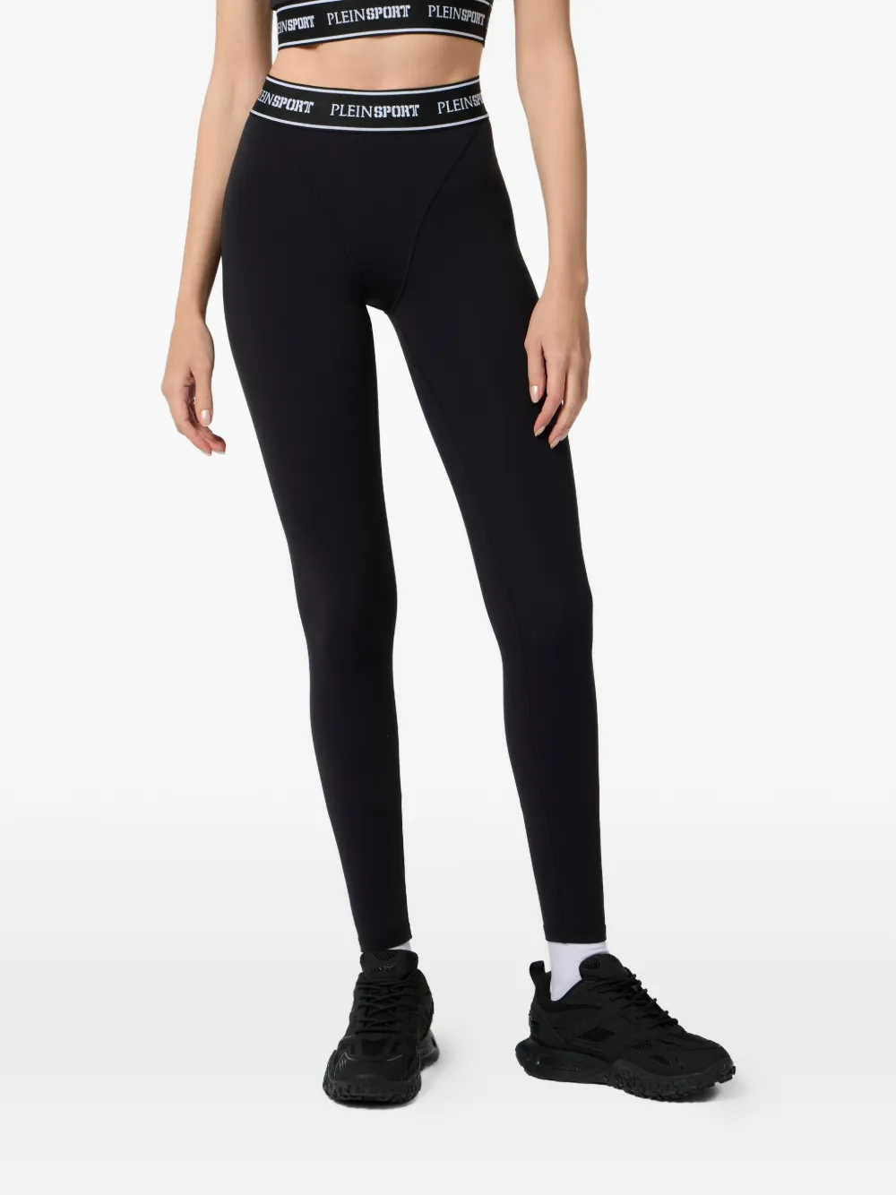 Plein Sport Elastische legging met logo Zwart
