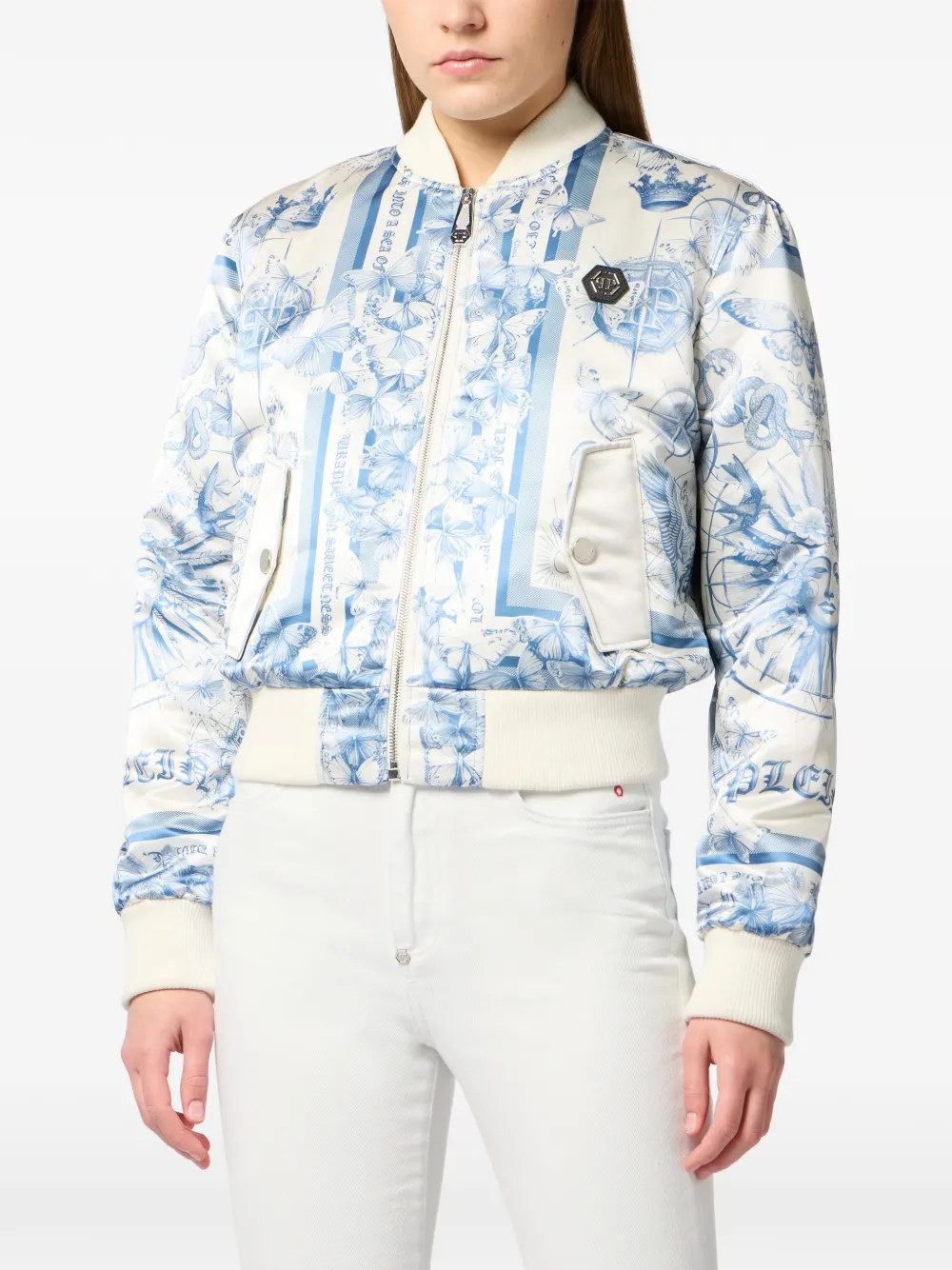  Philipp Plein Bomber Jacket - White 
