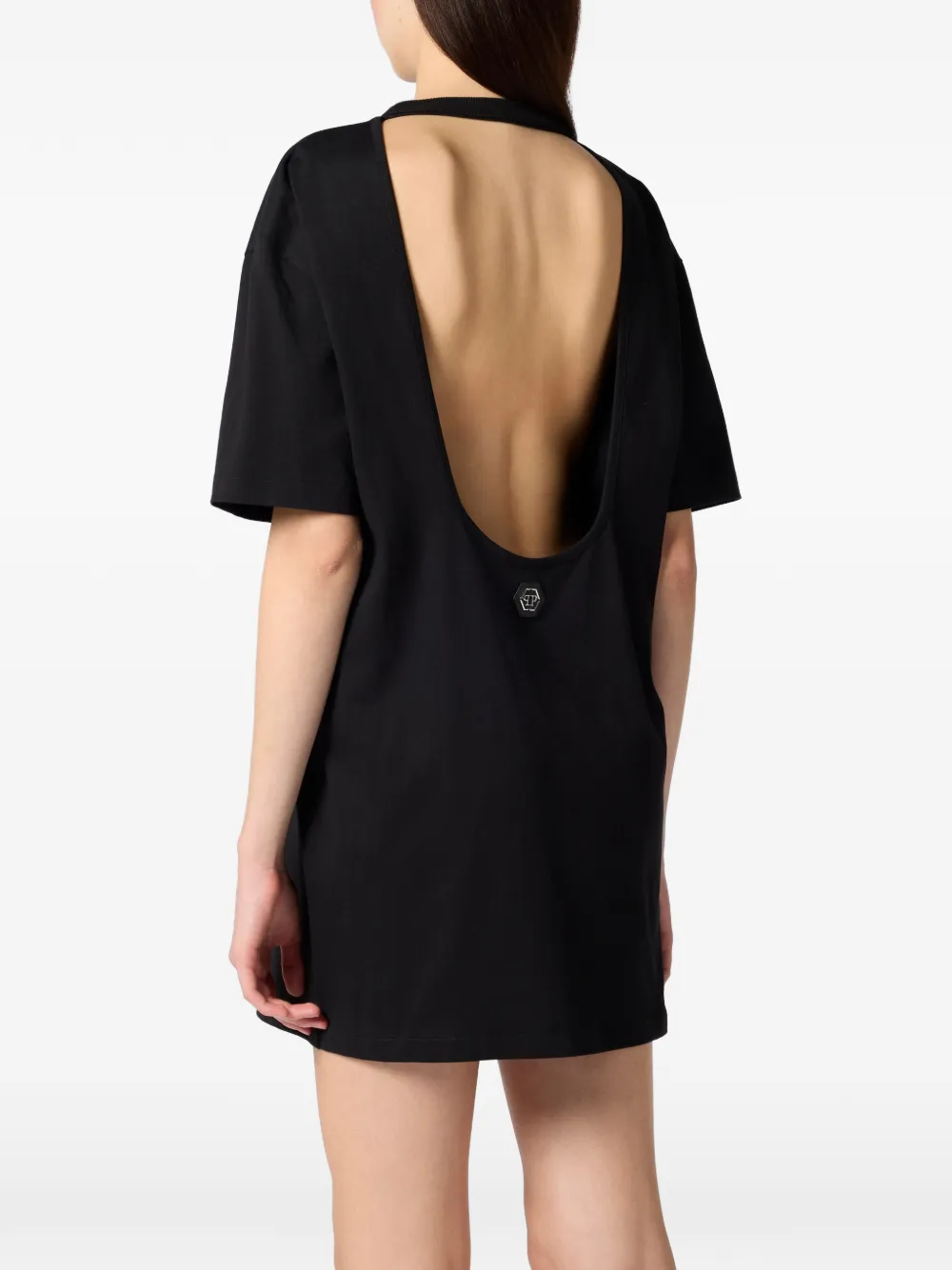 Philipp Plein Mini-jurk met open rug Zwart