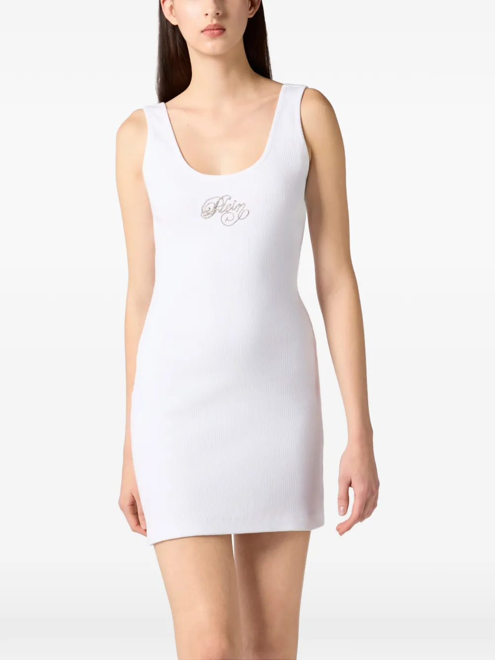 Philipp Plein Mini-jurk met logodetail Wit