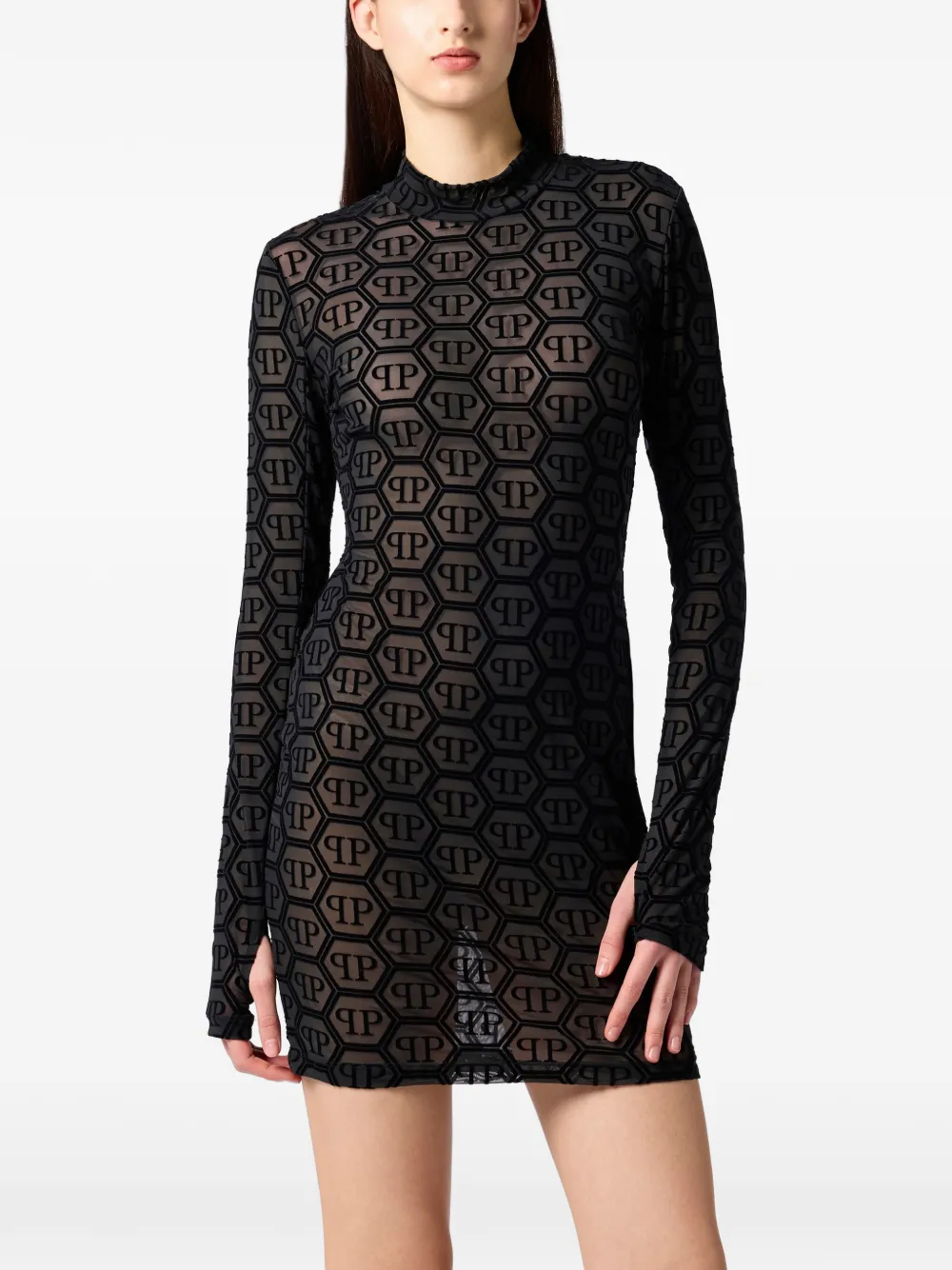 Philipp Plein long-sleeved mini dress - Nero