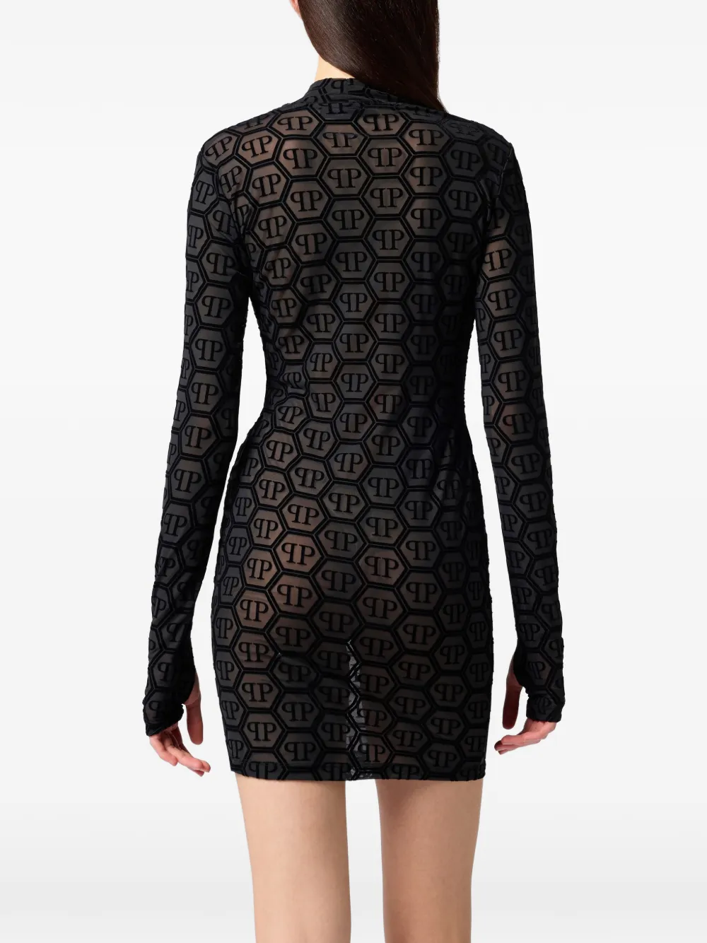  Philipp Plein Long-sleeved Mini Dress - Black 