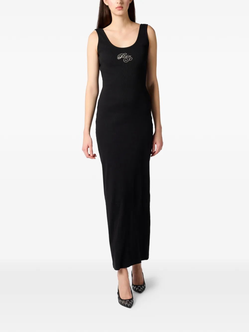 Philipp Plein Maxi-jurk met logodetail Zwart