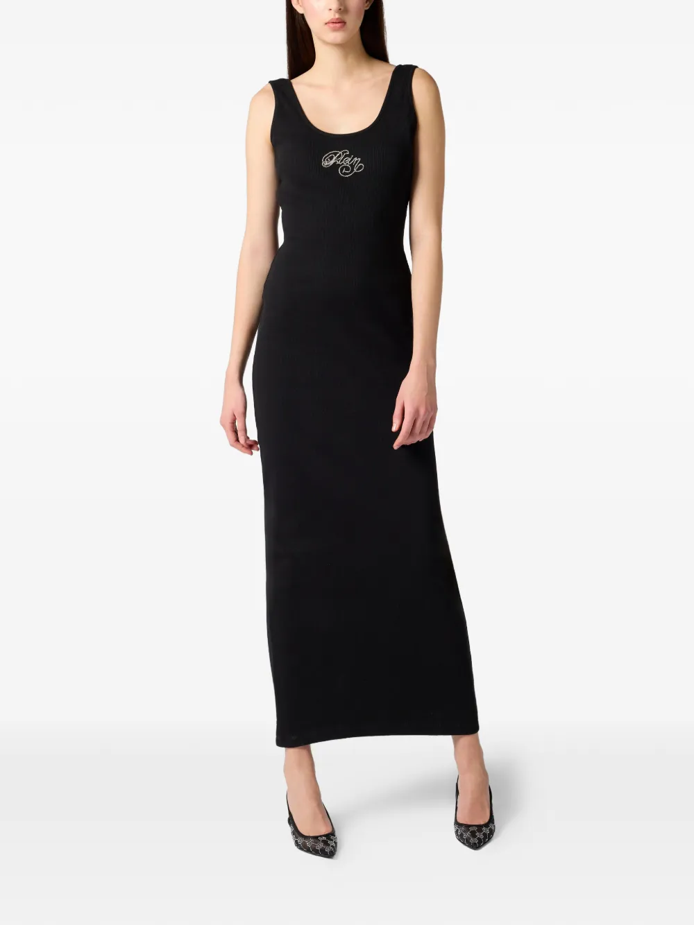 Philipp Plein Maxi-jurk met logodetail Zwart