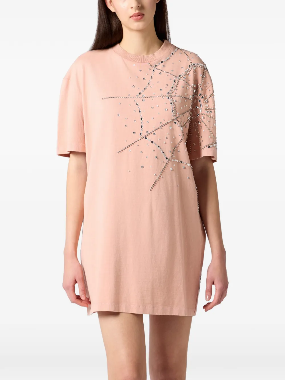  Philipp Plein Robe Courte à Motif De Toile D'araignée En Strass - Rose 