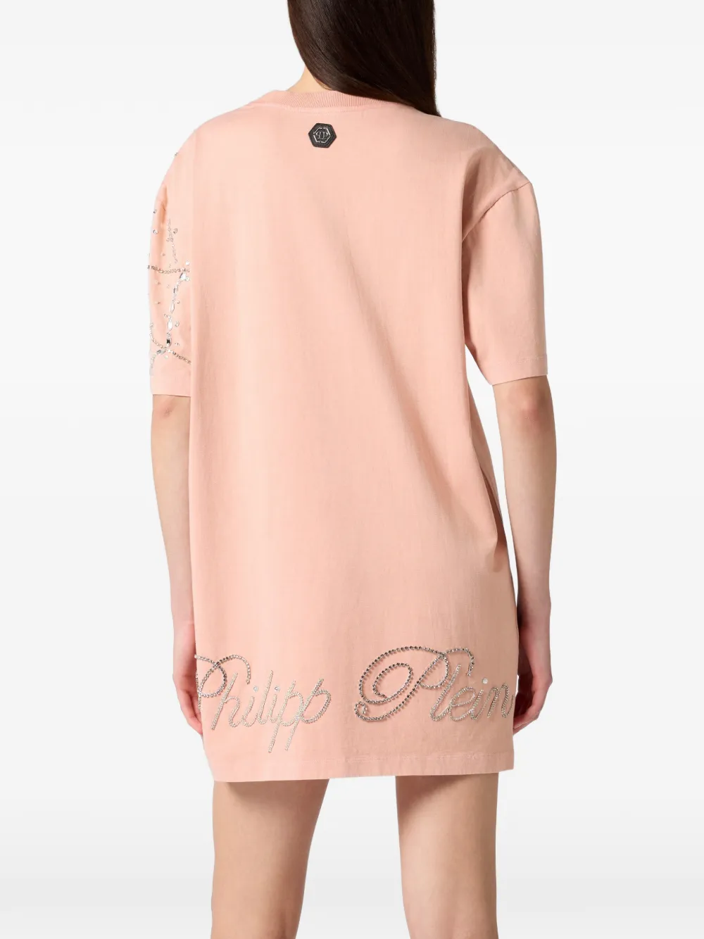 Philipp Plein Mini-jurk met spinnenweb-stras Roze