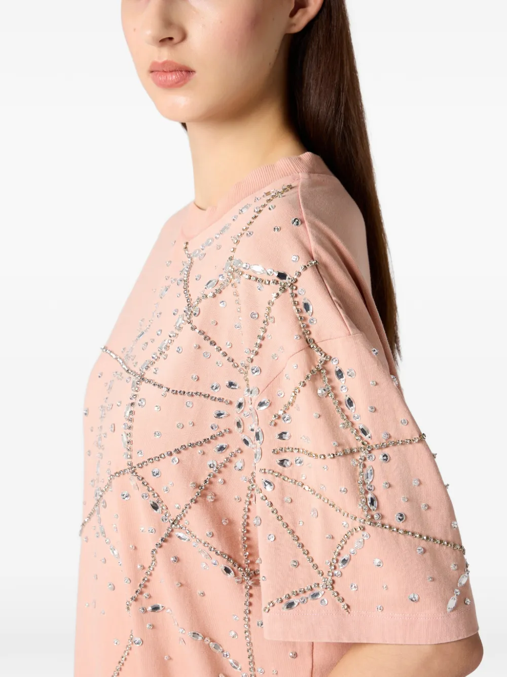 Philipp Plein Mini-jurk met spinnenweb-stras Roze