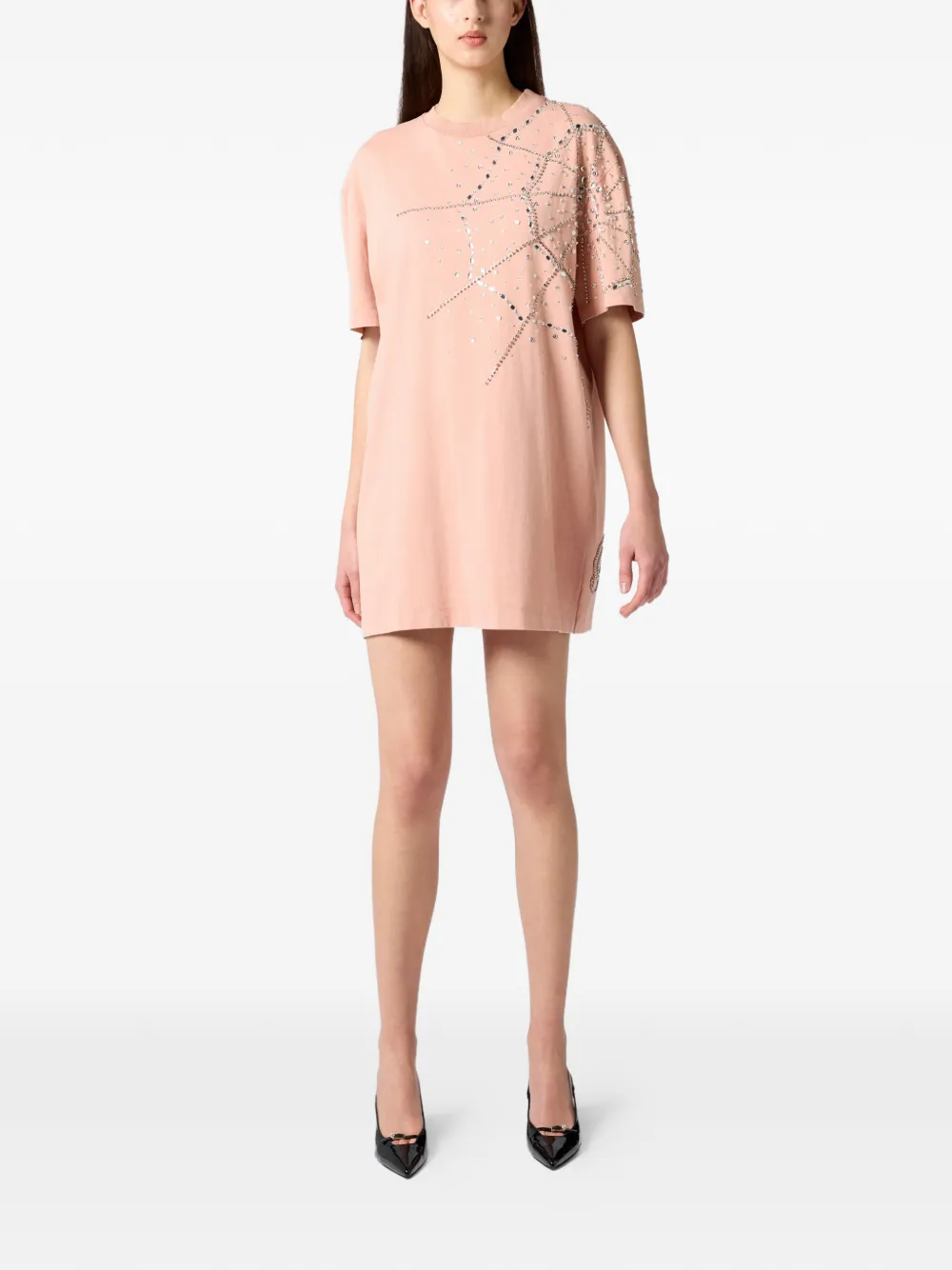 Philipp Plein Robe Courte à Motif De Toile D'araignée En Strass - Rose 