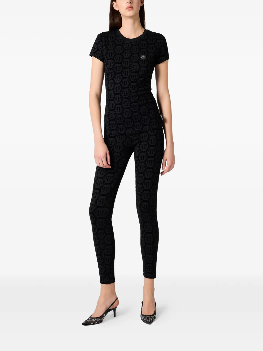 Philipp Plein T-shirt met jacquard monogram Zwart