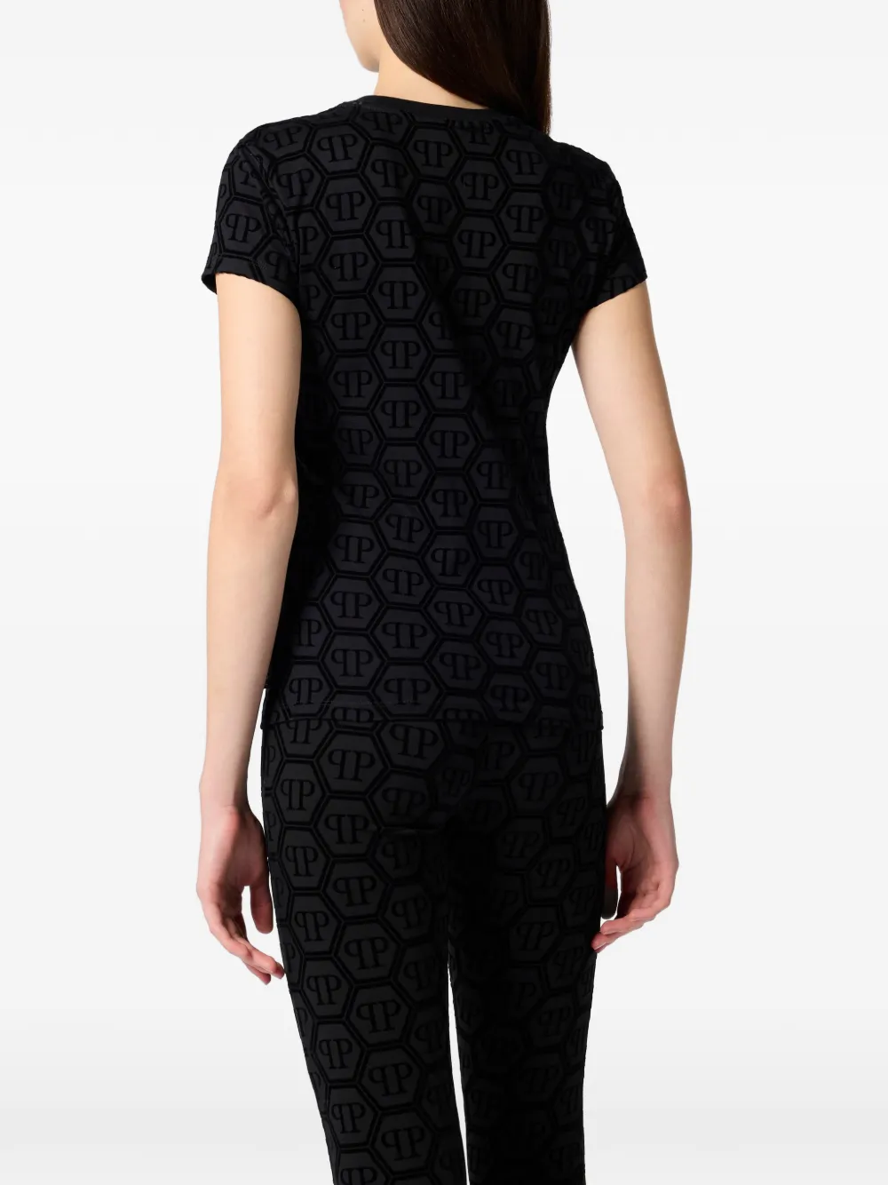 Philipp Plein T-shirt met jacquard monogram Zwart