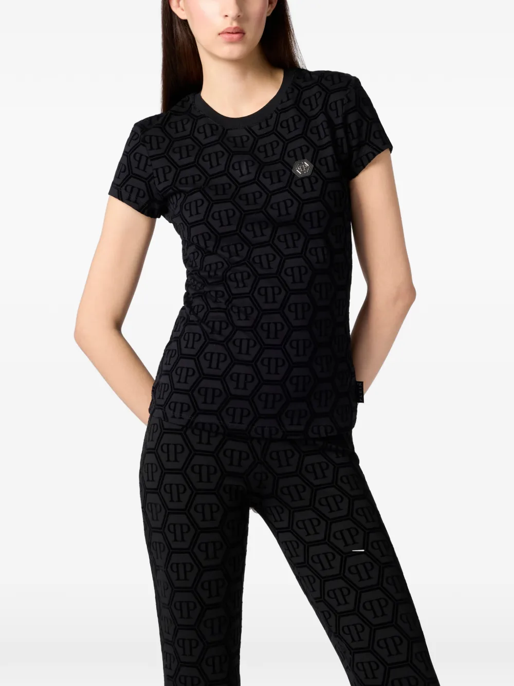 Philipp Plein T-shirt met jacquard monogram Zwart