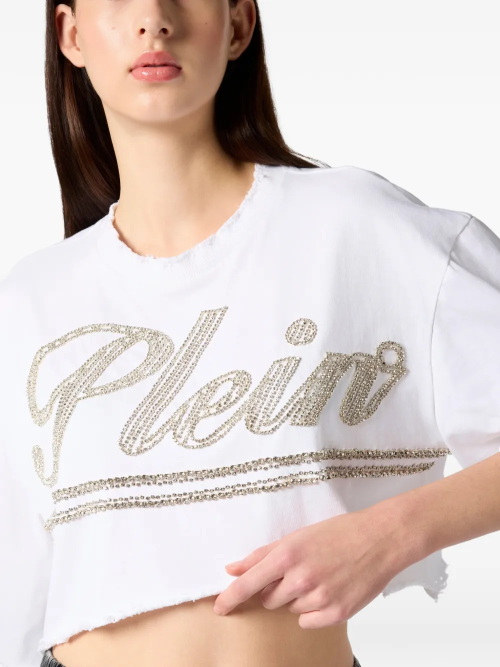 Philipp Plein Signature cropped T-shirt Wit