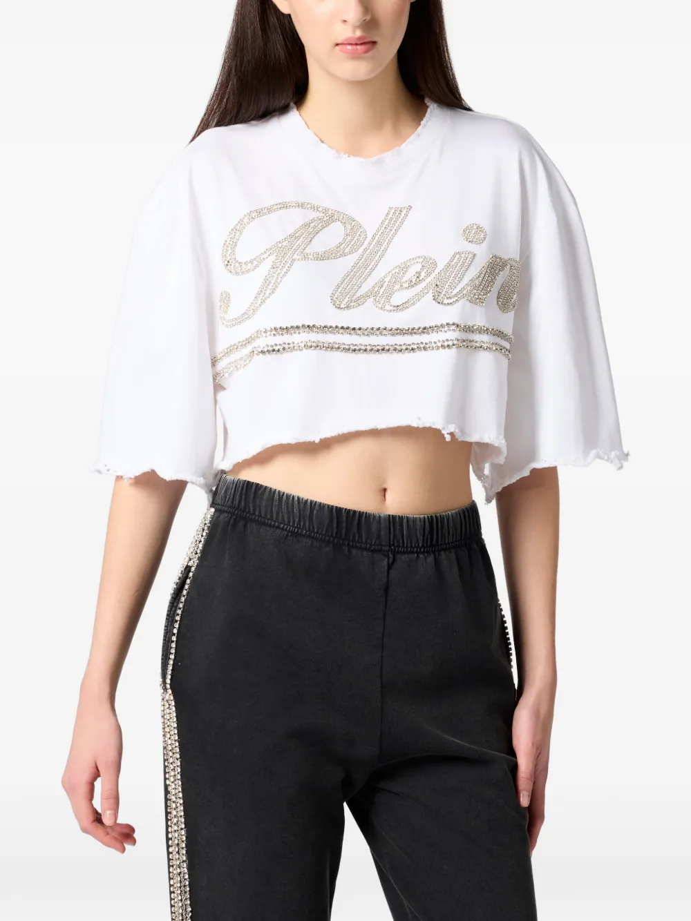 Philipp Plein Signature cropped T-shirt Wit