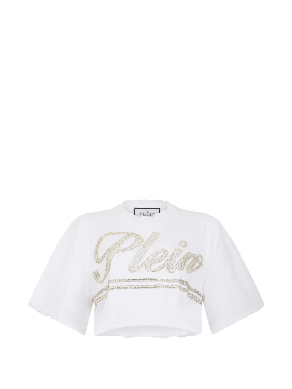Philipp Plein Cropped-T-Shirt mit Strass - Weiß