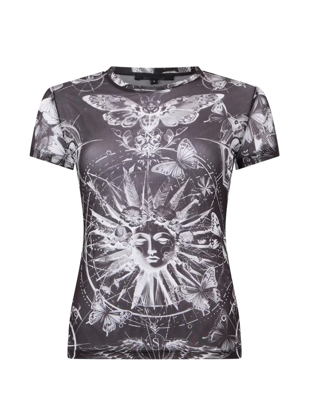 Philipp Plein tulle butterfly-print T-shirt - Schwarz