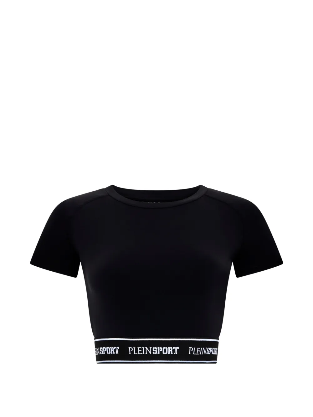 Plein Sport raglan lettering cropped T-shirt - Nero
