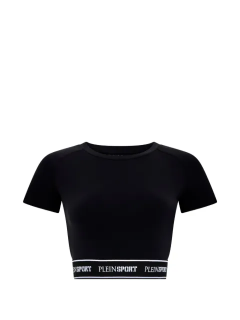 Plein Sport t-shirt crop à lettrage raglan