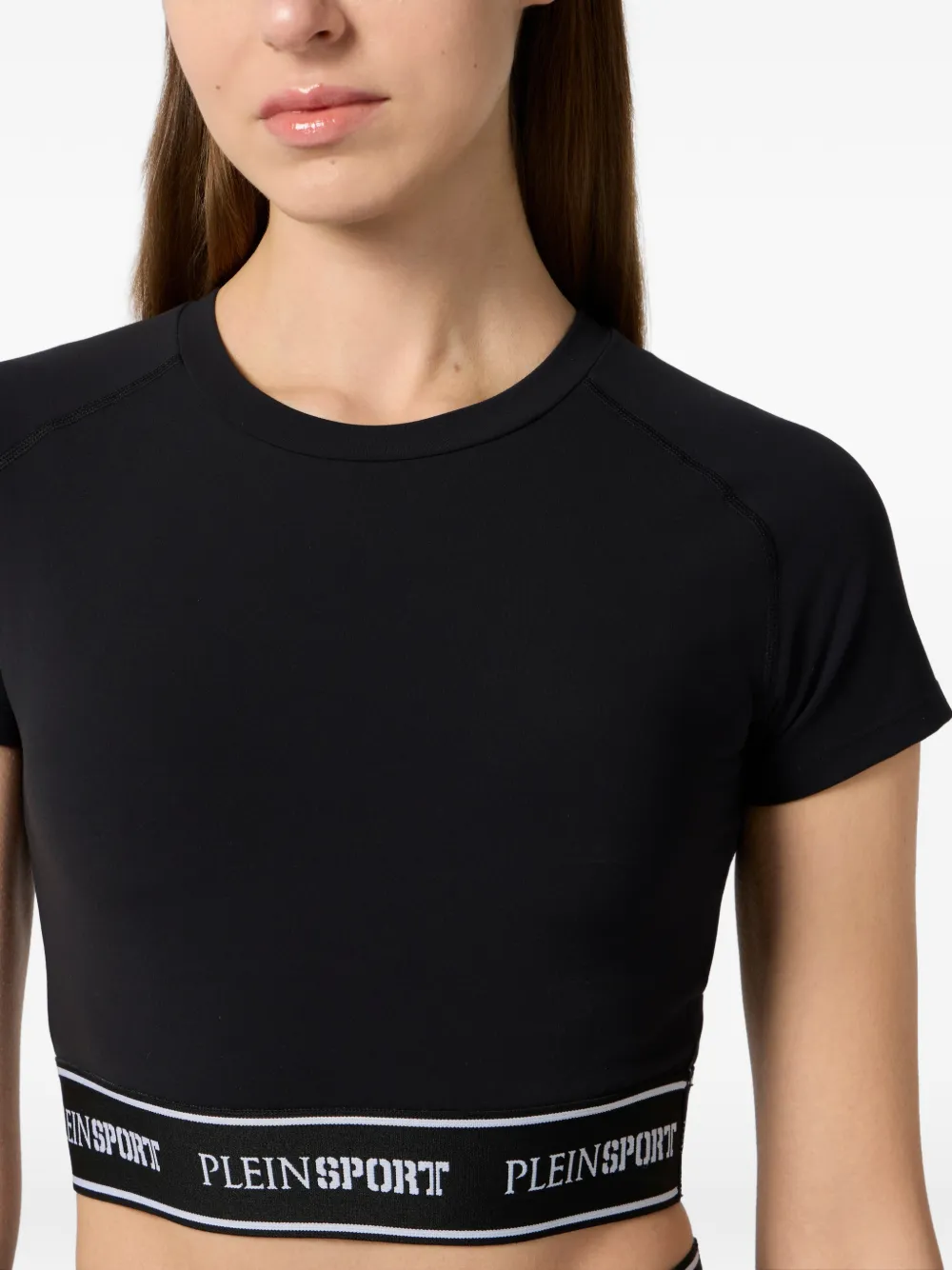 Plein Sport Cropped T-shirt met logo Zwart
