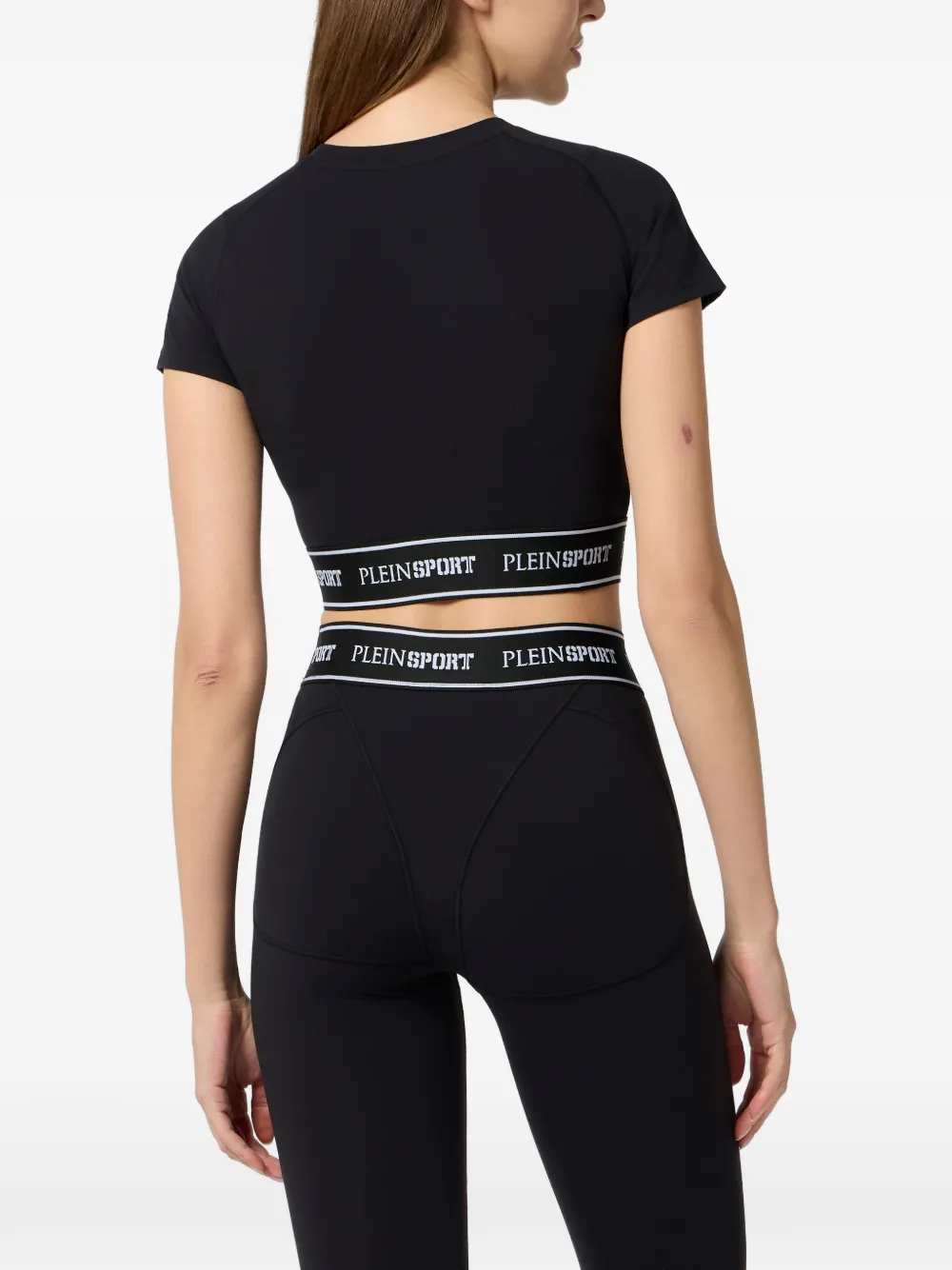Plein Sport Cropped T-shirt met logo Zwart