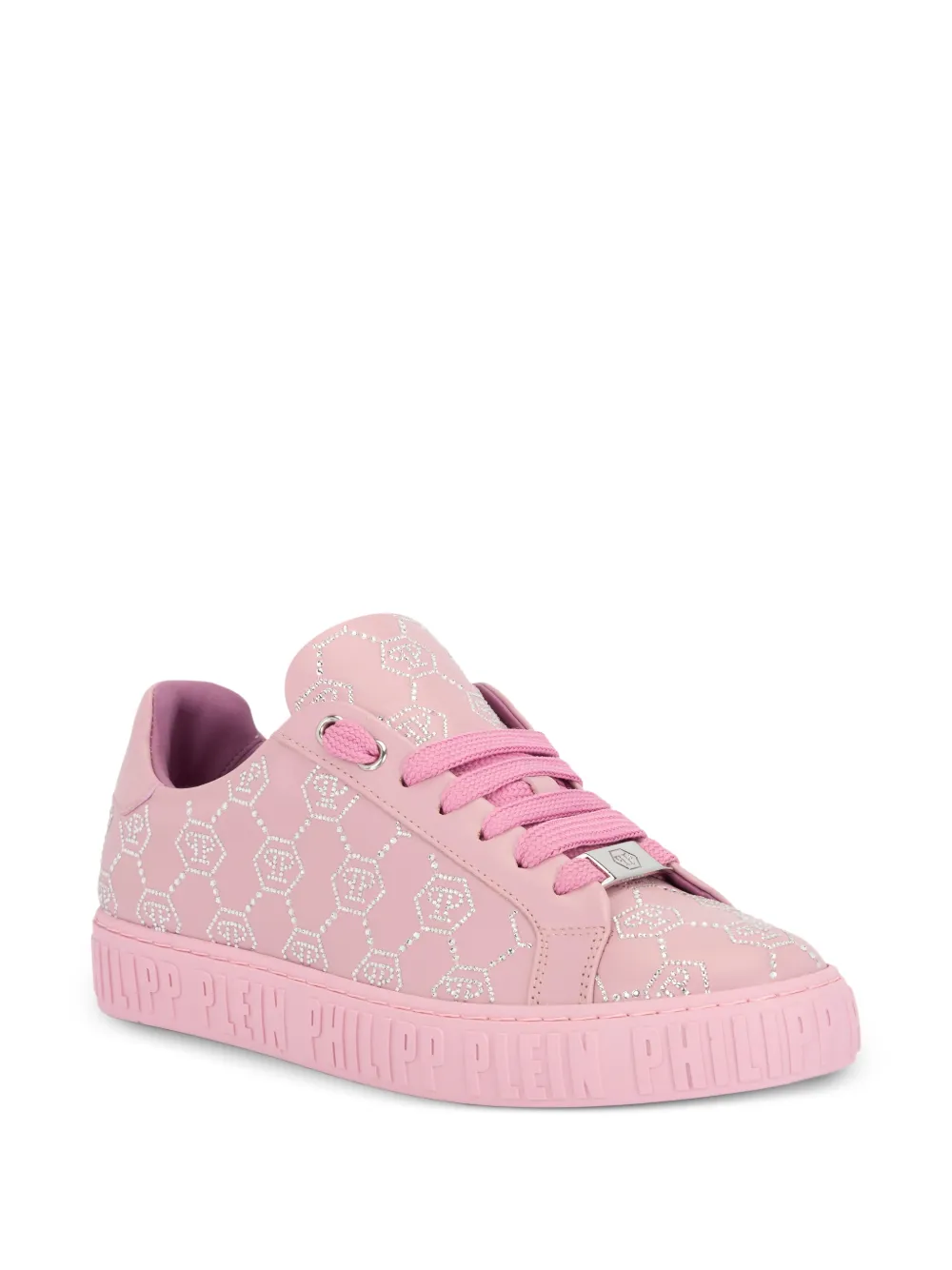 Philipp Plein Carson low-top sneakers met monogram en stras Roze