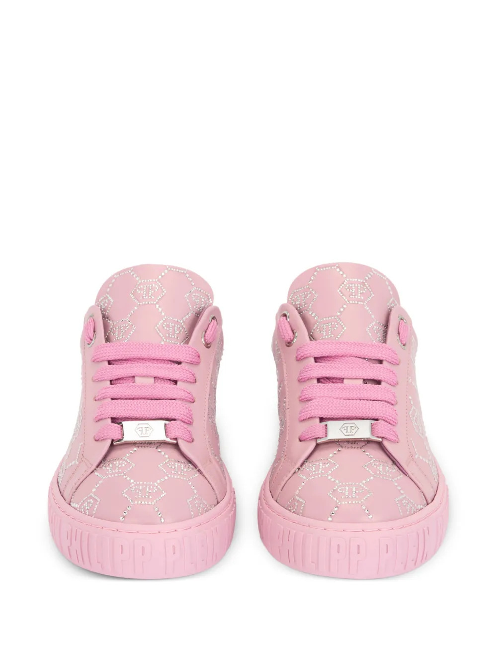 Philipp Plein Carson low-top sneakers met monogram en stras Roze