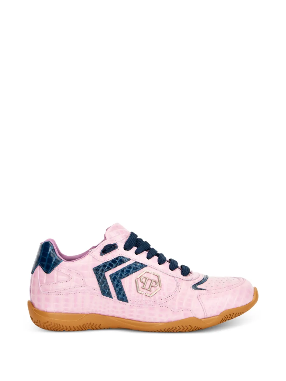 Philipp Plein Cocco crocodile-effect appliqué sneakers - Rosa