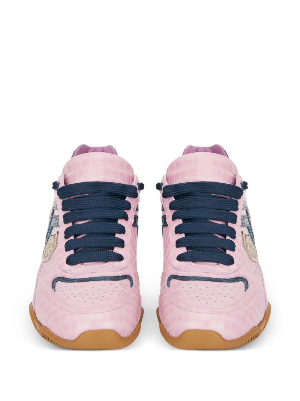 Philipp Plein Cocco sneakers met krokodillen-reliëf Roze