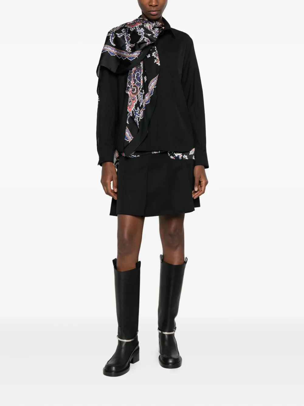 Sacai Blouse met borstzak en paisley-vlak - Zwart