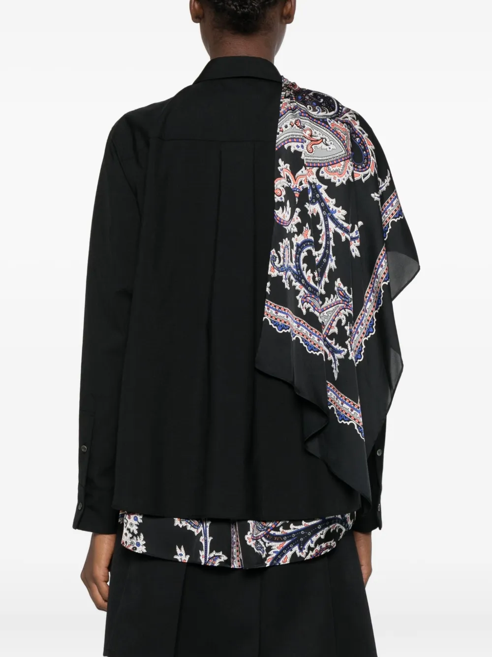Sacai Chest-pocket Paisley-panel Shirt In Black