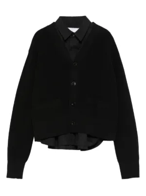 【美品】 sacai ケーブル編みベルト付カーディガン ブラック サカイ ウール sacai（サカイ） 24SS Knit Cardigan ニットカーディガン 24-07098 001