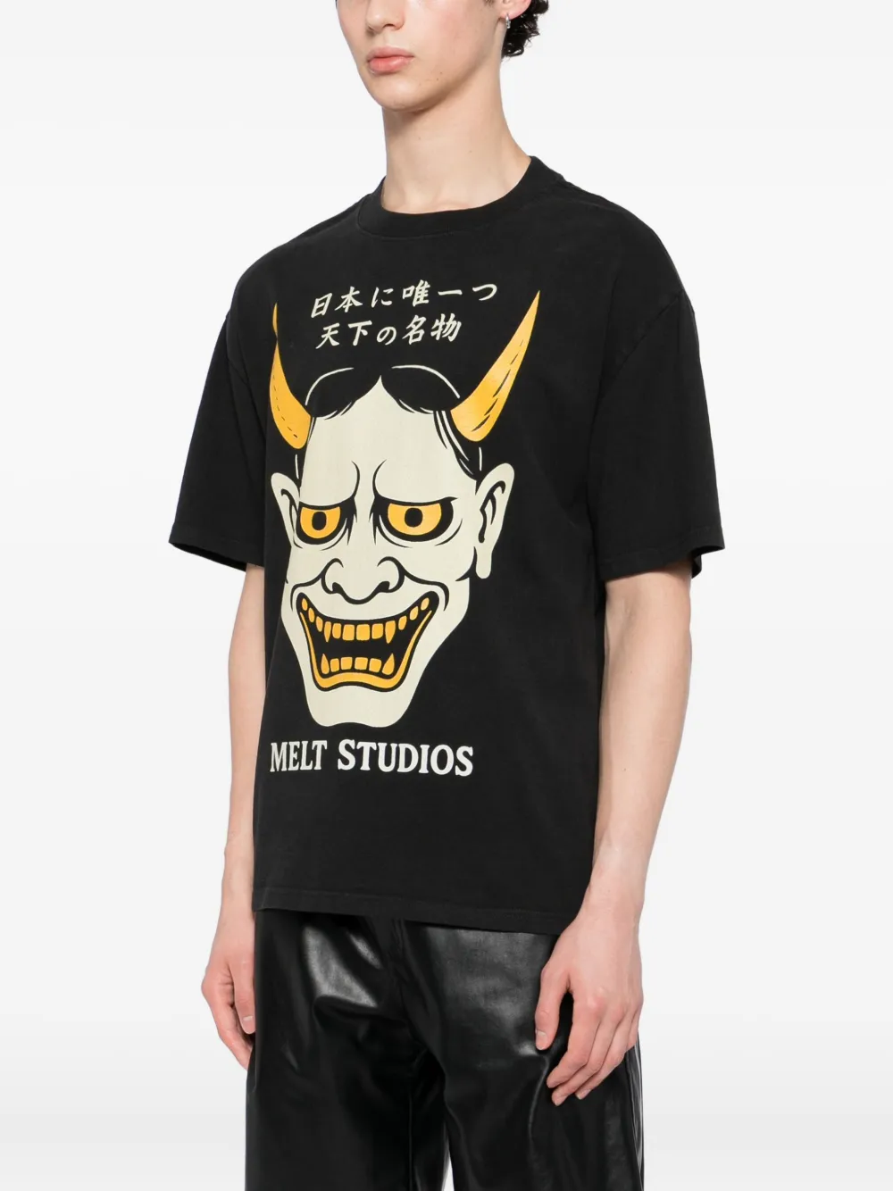 Melt T-shirt met grafische print Zwart
