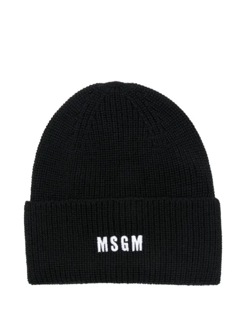 MSGM logo-embroidered beanie hat