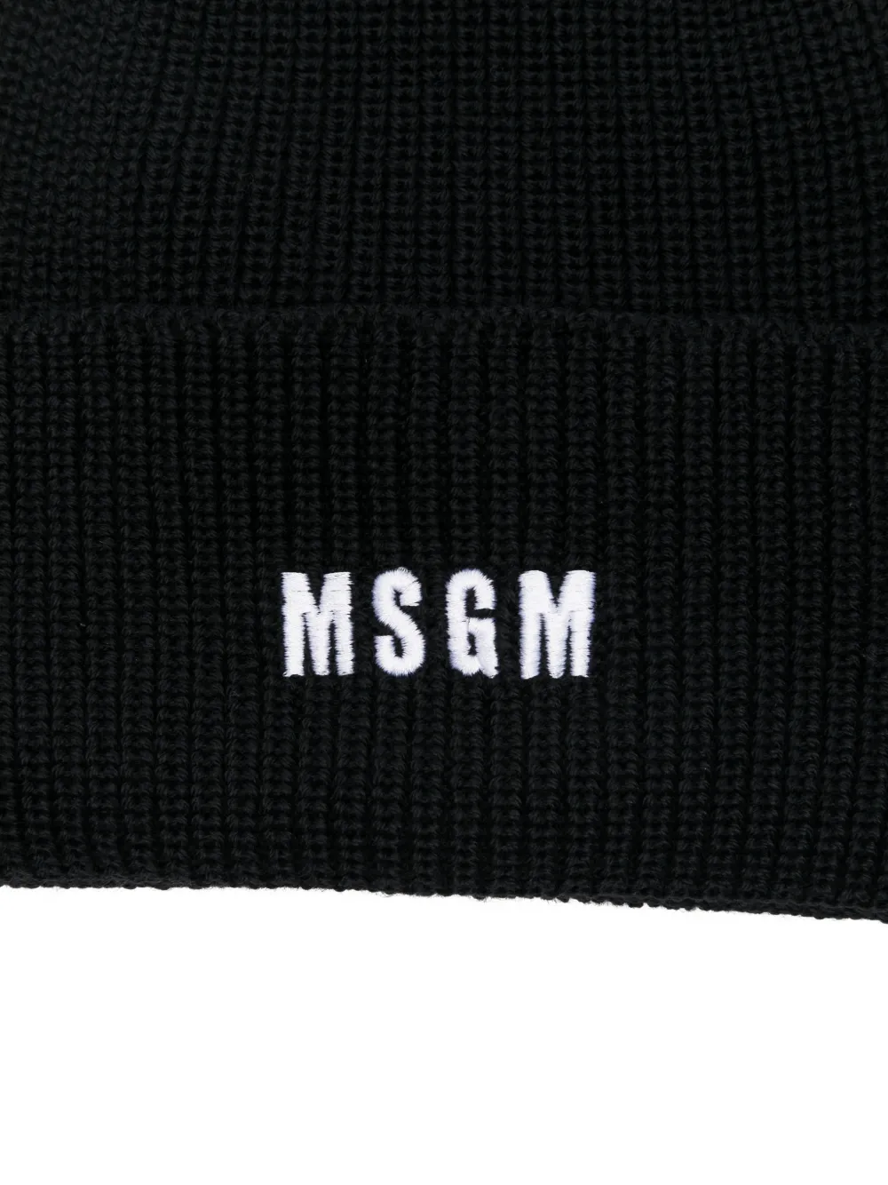 Msgm Logo-embroidered Beanie Hat In Black