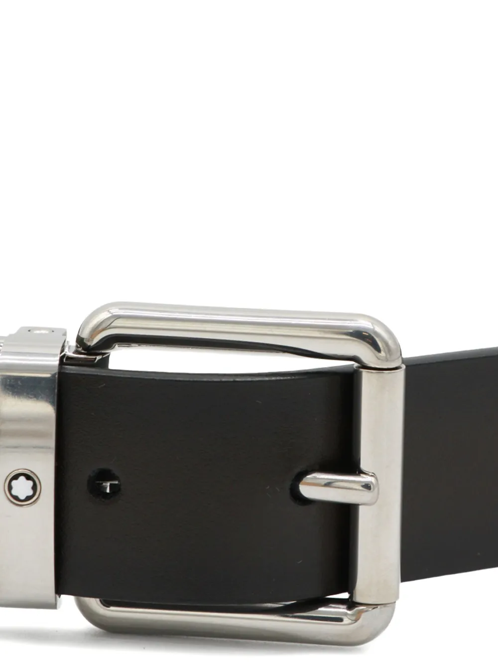 Montblanc square-buckle leather belt - Zwart