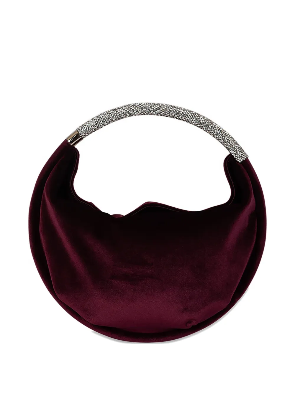 TWENTY FOURHAITCH Fluwelen maanvormige tas met kristallen handvat - Rood