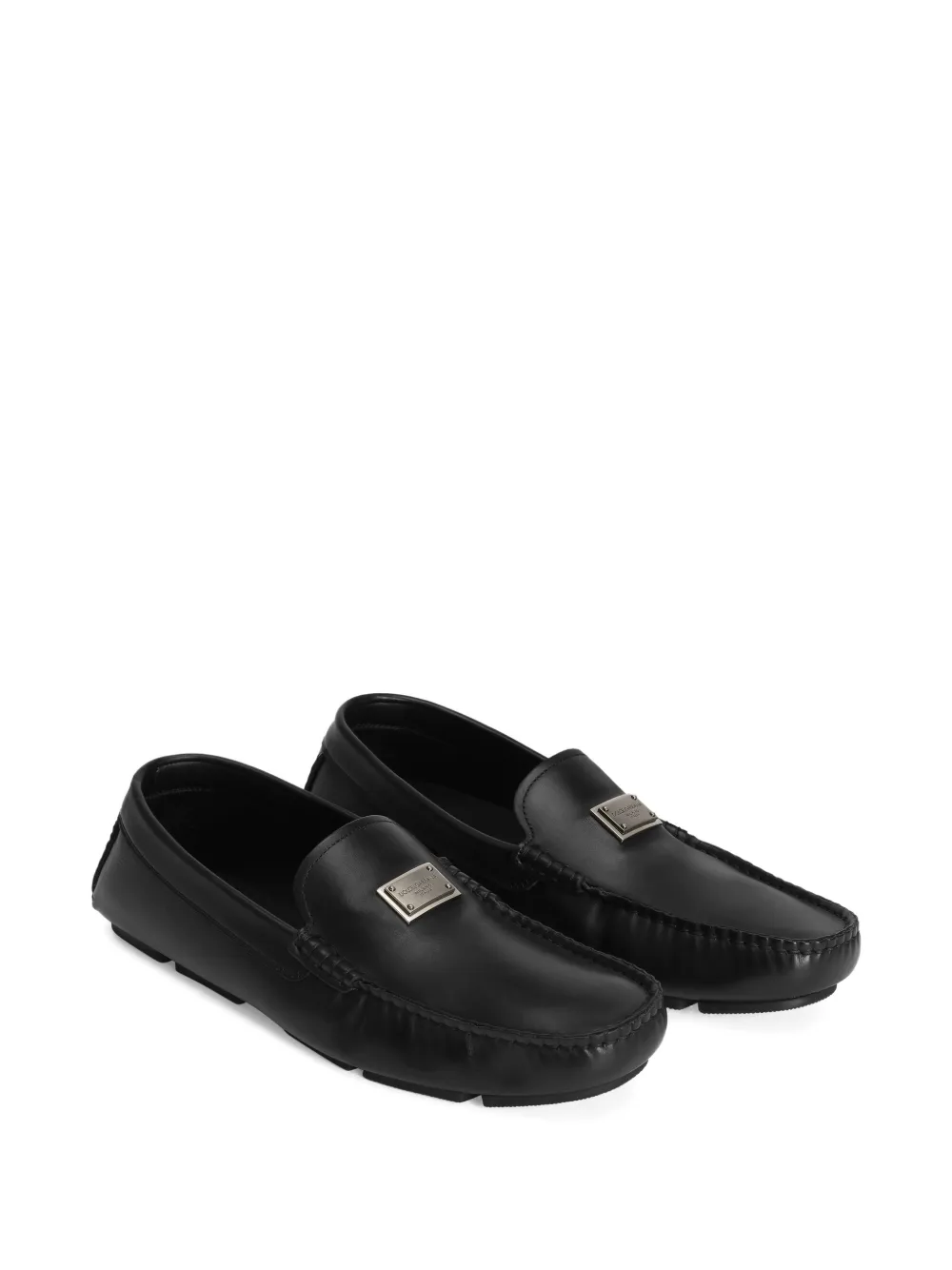Dolce & Gabbana Leren loafers met logoplakkaat - Zwart