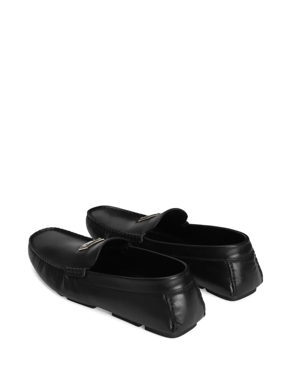 Dolce & Gabbana Leren loafers met logoplakkaat Zwart
