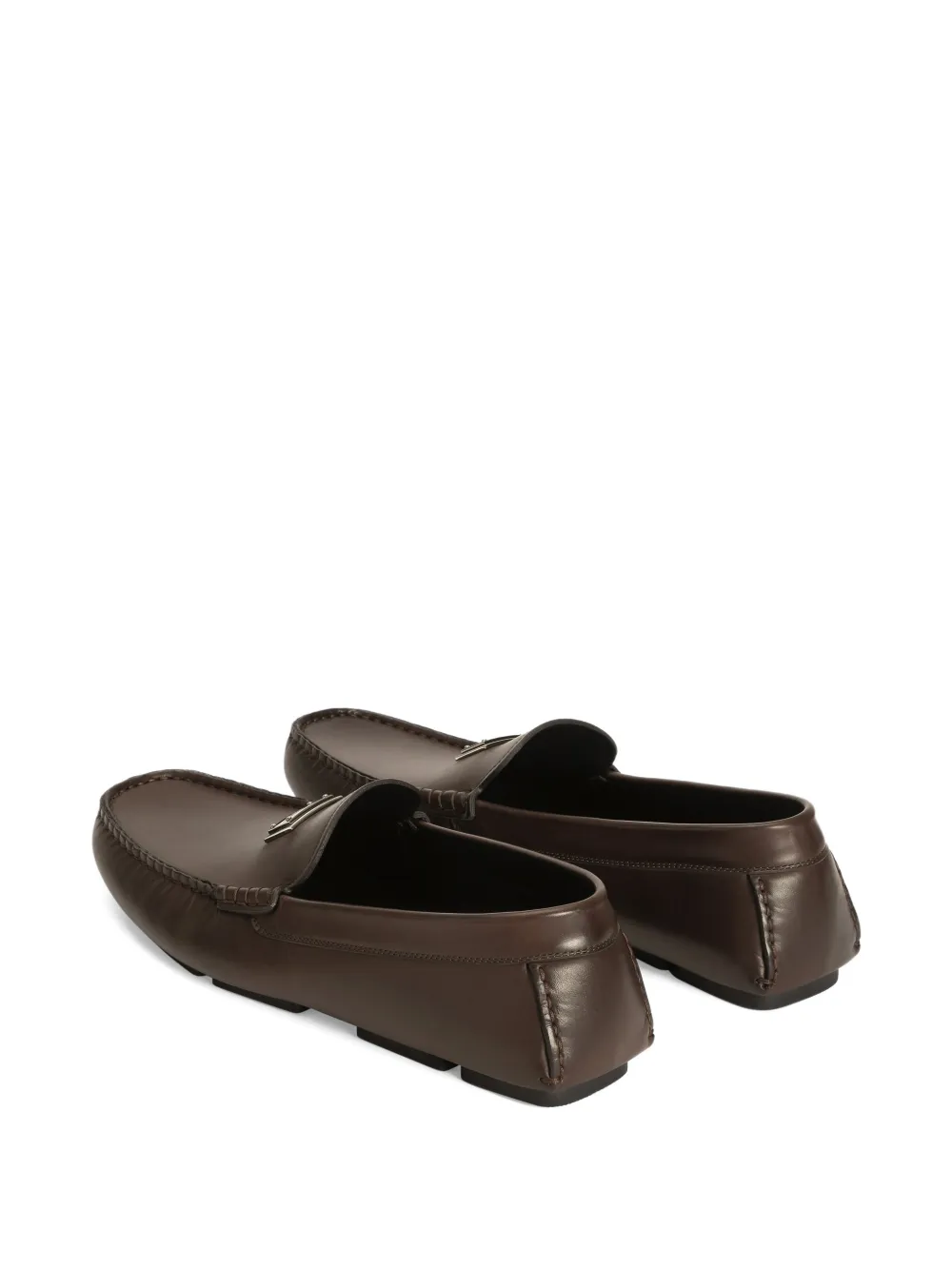 Dolce & Gabbana Leren loafers met logoplakkaat Bruin
