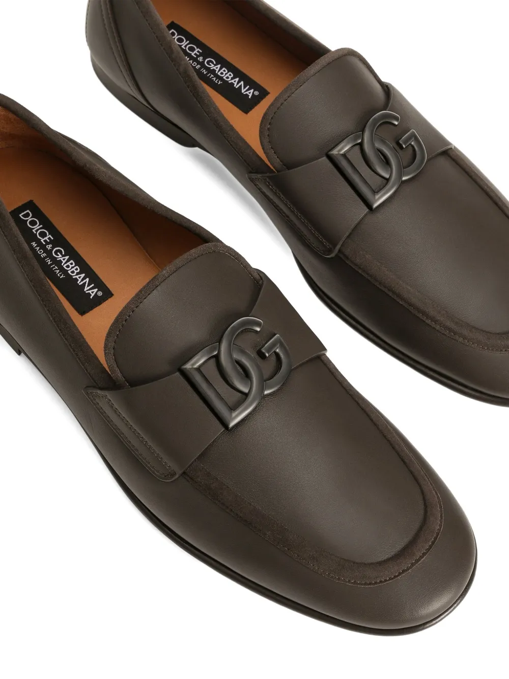 Dolce & Gabbana Loafers met logoplakkaat Bruin