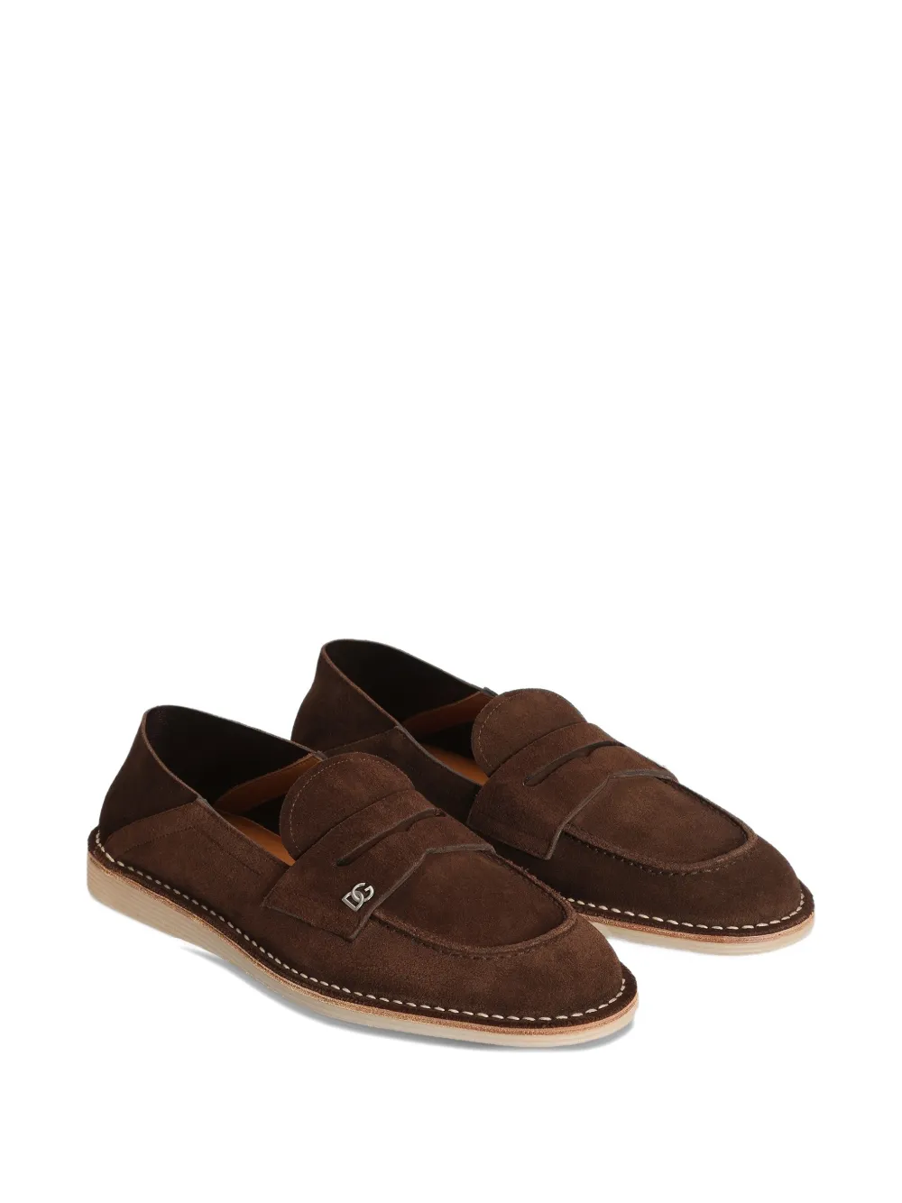 Dolce & Gabbana logo-plaque suede loafers - Bruin