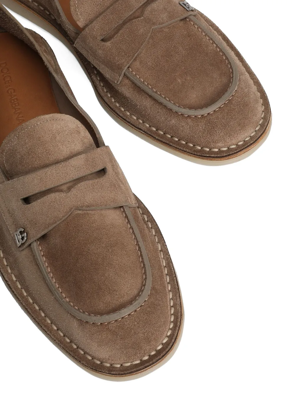 Dolce & Gabbana Loafers met logoplakkaat Bruin