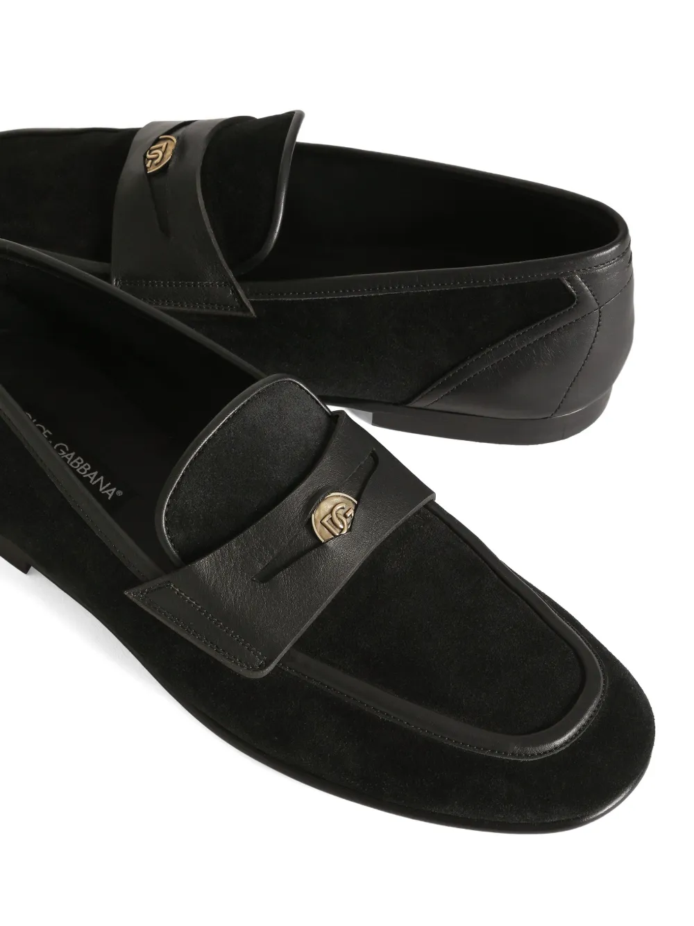 Dolce & Gabbana Leren slippers Zwart
